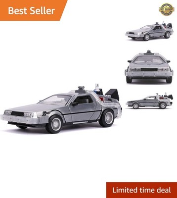 Back to The Future Part II 1:24 Time Machine Die-cast Car Light Up Feature, T...
