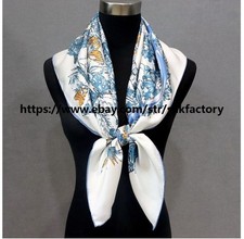 Twill Silk Pure 18 Momme Wrap Scarf Bandanna butterfly Square Shawl 35   new