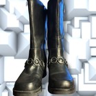 Women's 7 HARLEY-DAVIDSON Black Leather Mid-Calf Side Zip Motorcycle Boots EUC