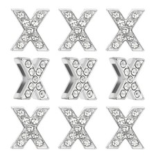 30pcs Letter Charm,Rhinestone Letter Charm Alphabet Slide Wristbands,Silvery,x
