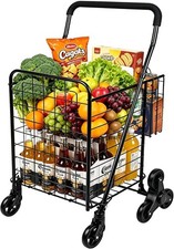 Grocery Shopping Cart with 360  Rolling Swivel Wheels Stair Climber Utility Cart