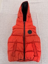 LITMUS Kids Size Small Orange Puffer Vest Hooded Quilted Padded Gilet Boys Girls