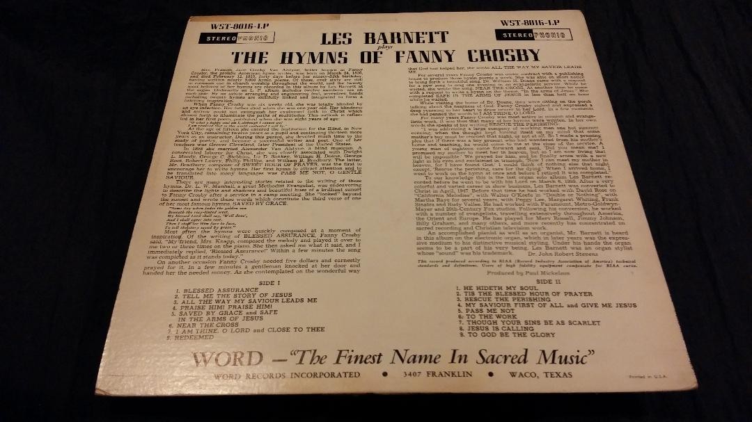 LES BARNETT＊THE HYMNS OF FANNY CROSBY Les Barnett The Hymns Of Fanny Crosby | eBay