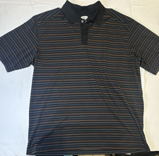 Callaway Men's XXL Black Striped Golf Polo Shirt 100 Polyester Short Sleeve