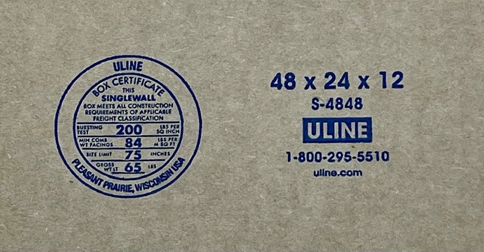 48" x 24" x 12" CARDBOARD BOX - 200 lb - SINGLE BOX - Image 2 of 4