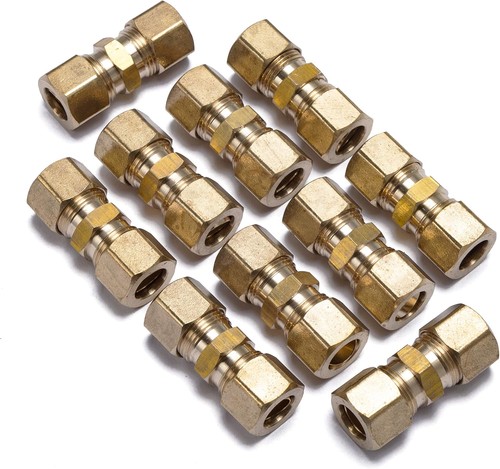 LTWFITTING 3/8-Inch OD Compression Union,Brass Compression Fitting(Pack of 10)