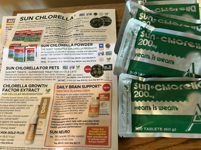 1-Sun Chlorella SAMPLE trial b12 supplement -200 mg -300 tablets- nov.2027