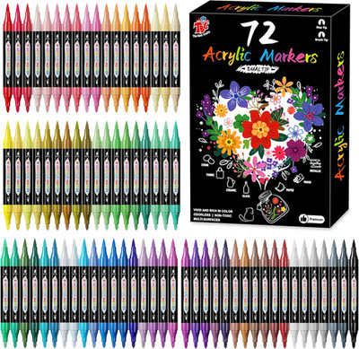 TBC The Best Crafts 72 Colors Dual Tip Acrylic Paint Markers,Waterproof, Non-Tox