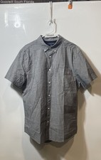 Tommy Hilfiger Mens Gray Short Sleeve Collared Custom Fit Button-Up Shirt Size L