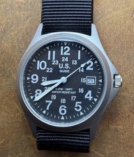 U.S. Guide Military Field Watch 24hr Date 36mm Working w/ New Battery Black Dial