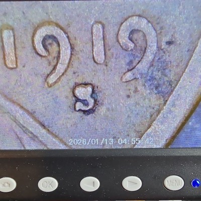 Grease Die chip Error 1918-S  Lincoln Wheat Small Cent BN US One Cent Bronze