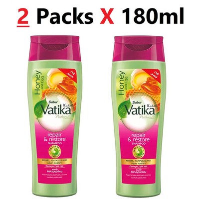 2 X Vatika Naturals Repair & Restore Shampoo Honey Egg Damaged Split Hair Halal