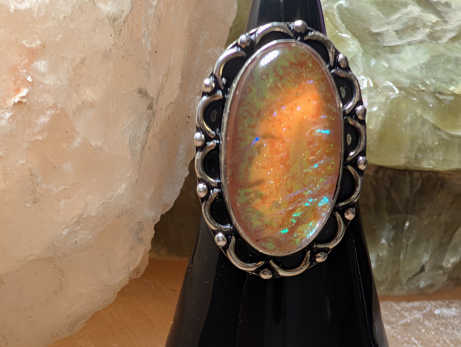 Triplet Opal Gemstone Metaphysical Jewelry Inspiration, Energy Amulet Ring 6.5