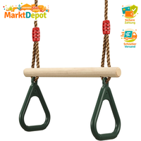 Multifunktions Kinderholz Trapeze Schaukel Mit Turnringen GrüN Bis 160Kg