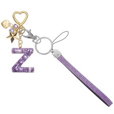 Initial Letter Keychain Letter-Z Keychains Bling Love Star Key Chain Purple