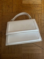 Damen Handtasche weiß rechteckig Kunstleder ...