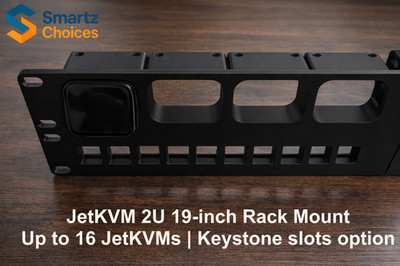 19'' 2U Rack Mount Bracket for JetKVM | Up  to 16 JetKVMs | Keystone Slots Option