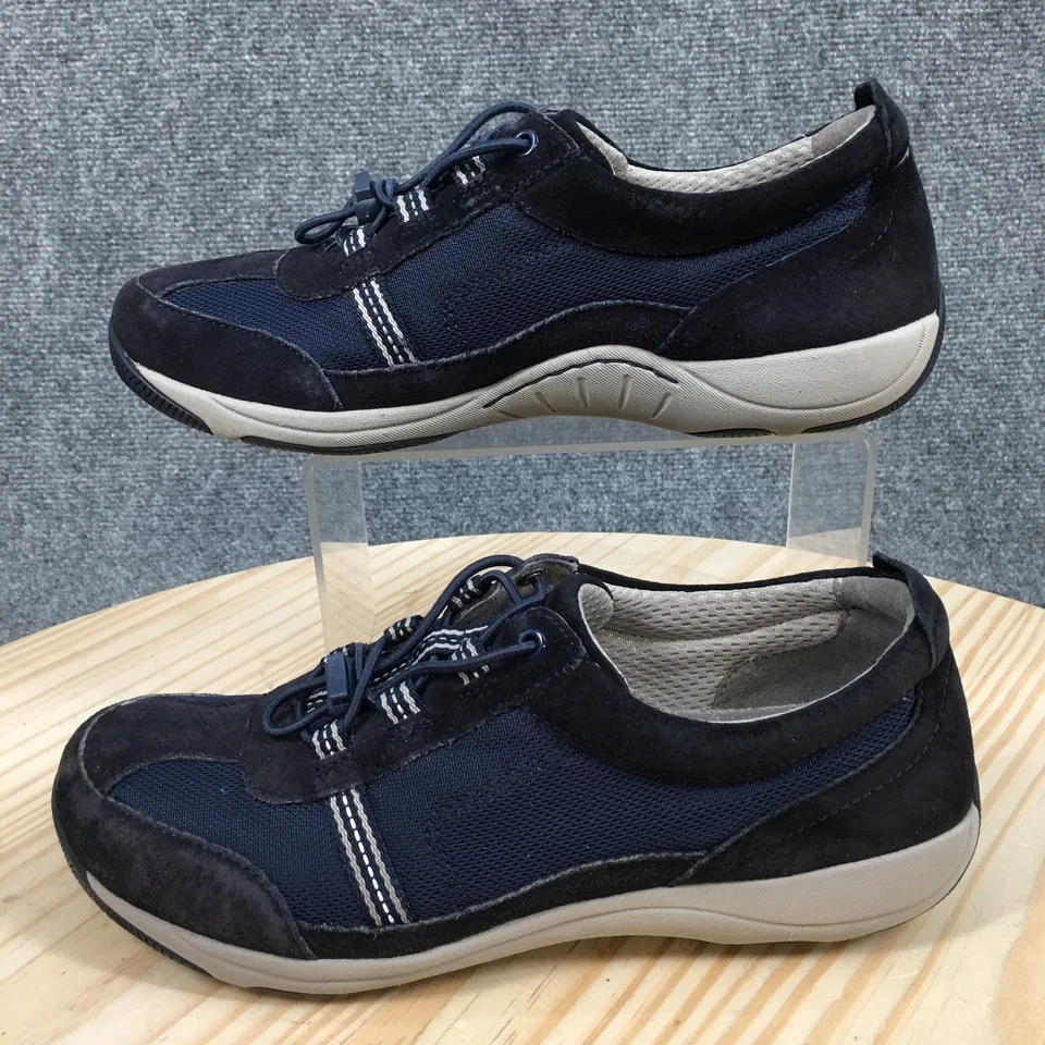 Dansko Sneaker Womens 39 Blue Helen Laced Up Round Toe Casual Comfort Leather - Image 2 of 4