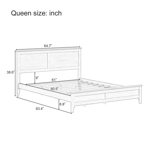 Solid Wood Platform Bed Frames with Headboard & Footboard Full/Queen/King Size 
