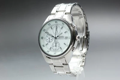 N/BAT [EXC+5] Seiko Chronograph 7T92-0CC0 weißes Zifferblatt Quarz... - Bild 1 von 4