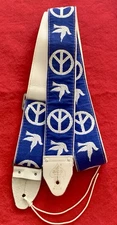 Iconic Vtg 60's Ace Peace and Doves Original Gold Logo Guitar Strap Made in USA