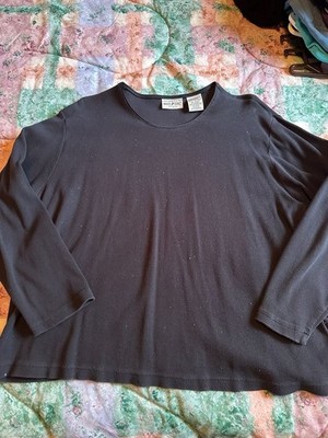 White Stag Woman Black Ribbed Long Sleeve Stretch Top Size 22W/24W
