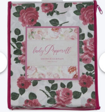 LADY PEPPERELL Genevieve Floral SHOWER CURTAIN 72" X 72" Cottage Pink Rose Green