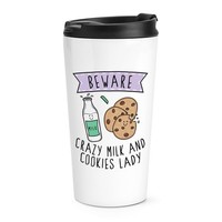 Beware VerrüCkte Milch Und Kekse Damen Reisetasse Tasse Lustig Spass Essen Lover