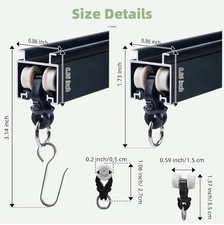 Ceiling Curtain Track Room Divider Curtain Rods Track w/ Hooks Quiet Rubber  13’