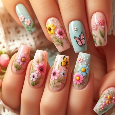 Acrylic False Nail,Artificial Nail Glues on Nail Press on Nail Design Fake Nail