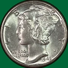 1943 Mercury Dime Brilliant Uncirculated BU Coin #40609