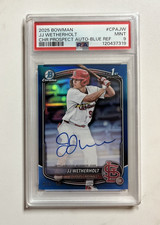 2025 BOWMAN JJ WETHERHOLT CHROME BLUE REFRACTOR AUTO /150 PSA 9 MINT CARDINALS