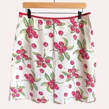 Tommy Hilfiger Vintage Cotton Cherries A-Line Skirt Retro Prep sz 12-14 Pls Rd