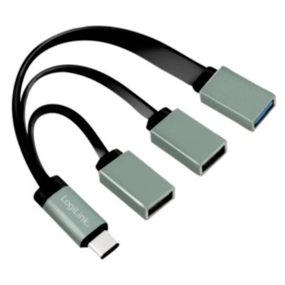 LogiLink UA0315 USB-Hub 3 Port USB-A USB 3.1 Gen1 5 GBit/s mit USB-C  Stecker