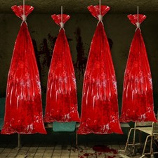 4 Pcs Halloween Bloody Body Bag Props, Red, Bright Style