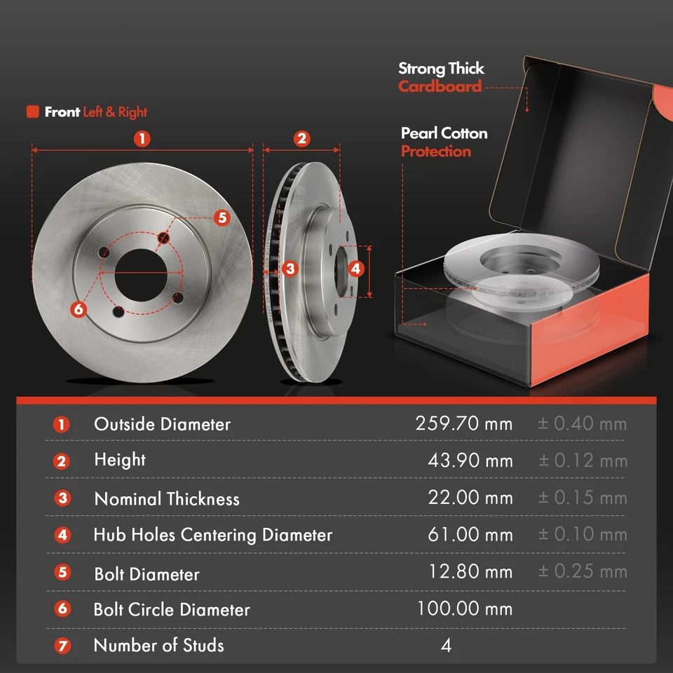 Rotores de freno de disco delanteros y traseros y pastillas de freno de cerámica para Nissan Micra 2015-2017 Foto 2 de 4