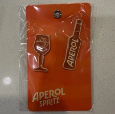 **NEW** Aperol Spritz Cocktail And Bottle Enamel Lapel Hat Pin Set