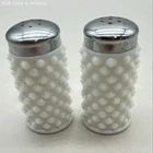 Hobnail Milk Glass Salt and Pepper Shakers 2 Piece Set Vintage White