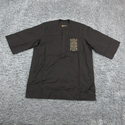 Vera Moda Tunic Womens XL Black Cotton Twill Embroidered Pocket Pullover