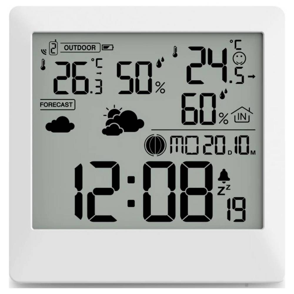 Station météo Hama Palawan réveil thermomètre hygromètre sans fil blanc