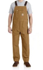Carhartt Duck Cotton Insulated Bib Overalls Loose Fit Brown XL Tall  READ