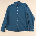 UNTUCKit Shirt Mens L Veneto Teal Wrinkle Free Relaxed Fit Button Up Cotton