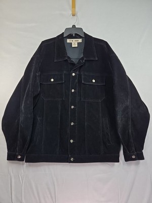 Vintage M+FFATT 2 Piece Suit Set Black Faux Suede Y2K Mens XL Hip Hop Baggy