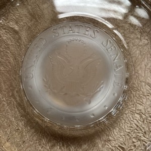 United States Senate Large 10” 5.5 Pounds Heavy Ashtray, Frosted Seal in Center