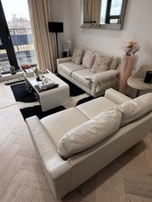 LEATHER SOFA SET: 3-Seater and 2-Seater + Includes White Coffee Table And Rug
