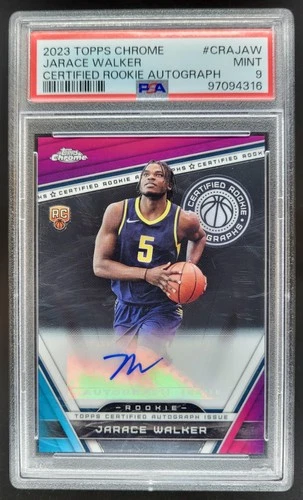 2023-24 Topps Chrome Jarace Walker Certified Rookie Auto RC PSA 9 Pacers JE4