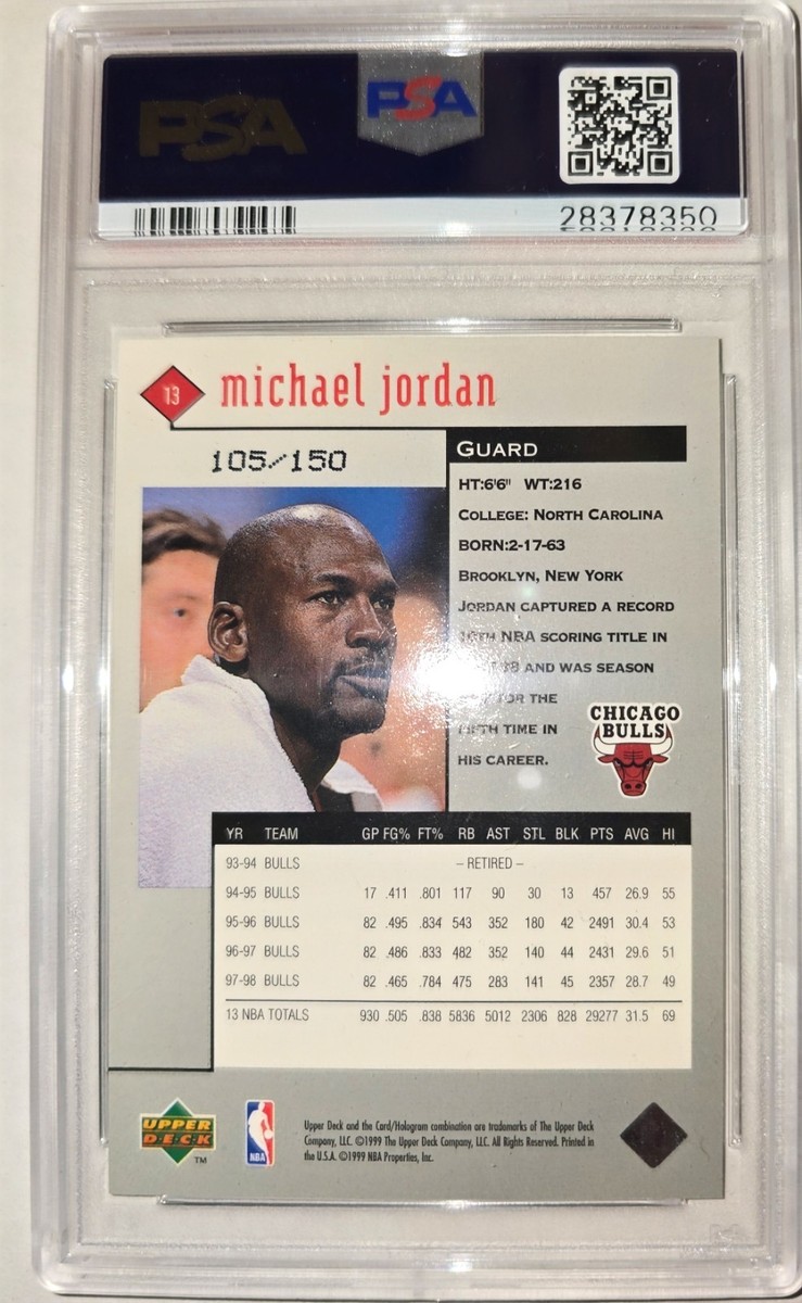1998 Upper Deck Black Diamond 13 Michael Jordan Quadruple PSA 10