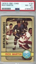 1972 O-Pee-Chee #157 Rick Martin Buffalo Sabres Hockey Card PSA 8.5 NM-MINT