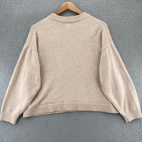 H&M Sweater Womens XXL Ivory Wool Blend Silver Beaded Stretch Everyday Pullover - Picture 11 of 11