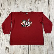 VINTAGE 1999 WARNER BROS STUDIO STORE 90's LOONEY TUNES CHRISTMAS SWEATSHIRT L 